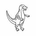 Vector black and white illustration of doodle dinosaur. Large lizard line art.